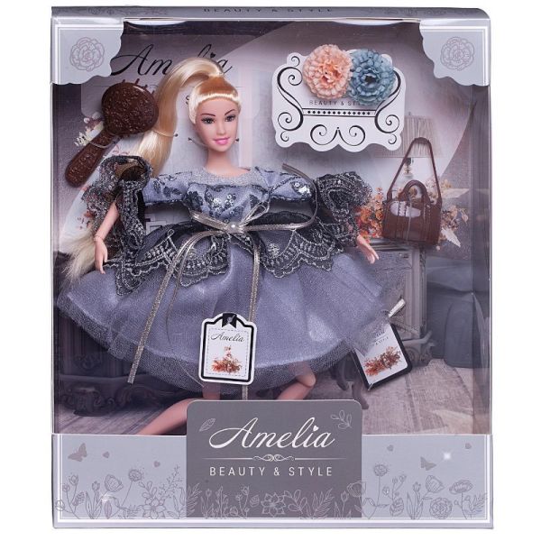 Кукла ABTOYS Amelia Роскошь серебра PT-01627 с аксессуарами 30 см