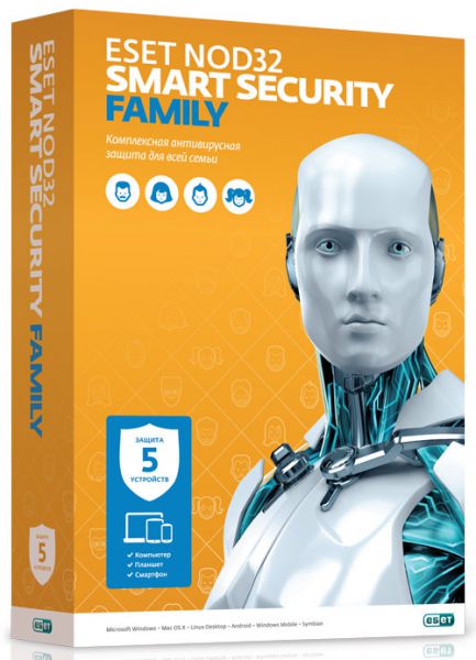 Антивирус Eset NOD32 Smart Security Family - лицензия на 1 год на 5ПК (NOD32-ESM-NS(BOX)-1-5)